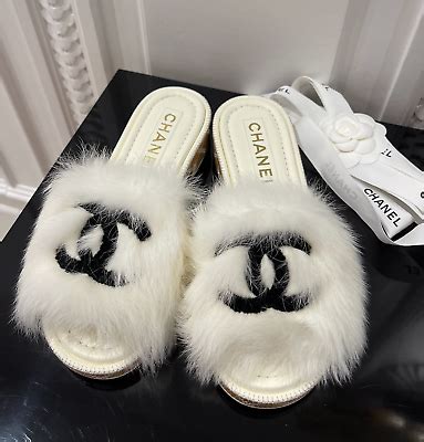 cheap chanel fur slides|chanel platform slides.